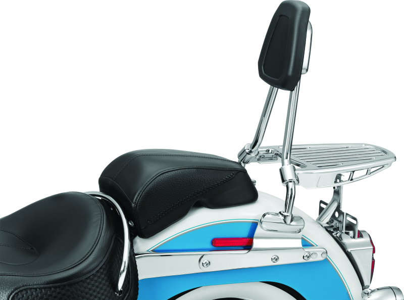 Chrome Kuryakyn luggage rack sissy bar for Harley-Davidson sissy bars, part #6580, with sleek, durable design.