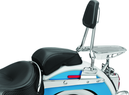 Chrome Kuryakyn luggage rack sissy bar for Harley-Davidson sissy bars, part #6580, with sleek, durable design.