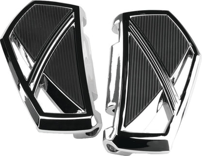 Kuryakyn Phantom passenger floorboards installed on a 2008-2009 Harley-Davidson motorcycle, showing the black footrests and mounting brackets.
