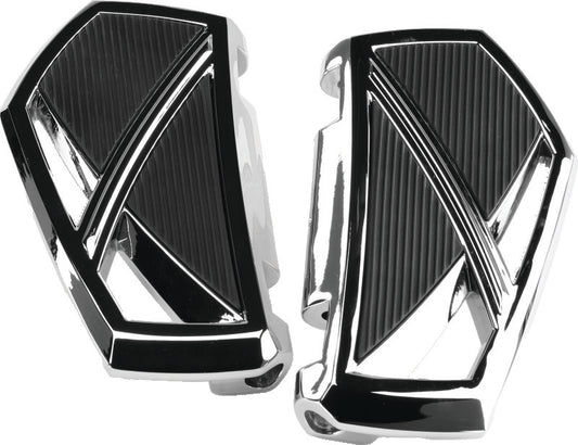 Kuryakyn Phantom passenger floorboards installed on a 2008-2009 Harley-Davidson motorcycle, showing the black footrests and mounting brackets.