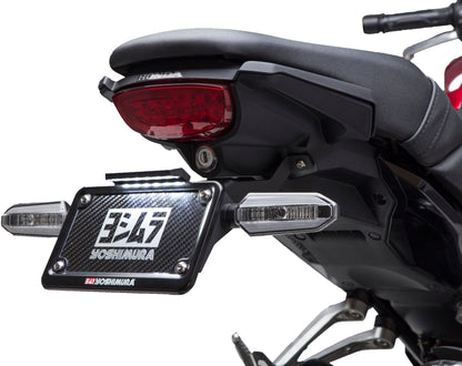 YOSHIMURA Fender Eliminator Kit for Honda motorcycles, showing sleek black metal mount and compact design for clean tail finish.