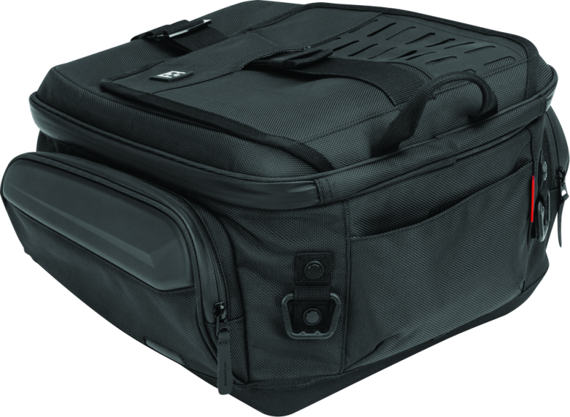 Kuryakyn Xkursion XB Ambassador motorcycle tail bag with weather-resistant fabric and multiple storage compartments on a bike