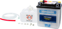 Fire Power 6V Battery with Acid, model 6N6-3B, showing the battery with terminals and acid fill cap.