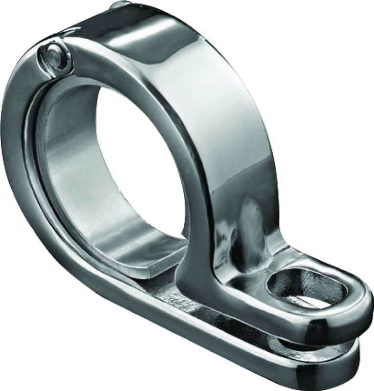 Chrome Kuryakyn P-Clamp for powersports lighting mounts, fits 1-3/8 to 1-1/2 inch tubing, part #4019.
