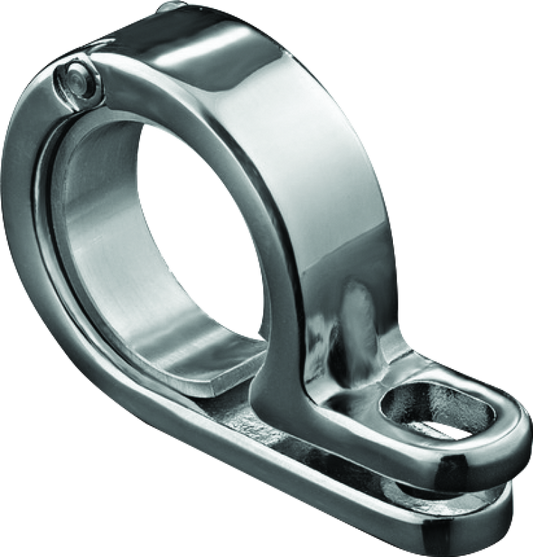 Chrome Kuryakyn P-Clamp for powersports lighting mounts, fits 1-3/8 to 1-1/2 inch tubing, part #4019.