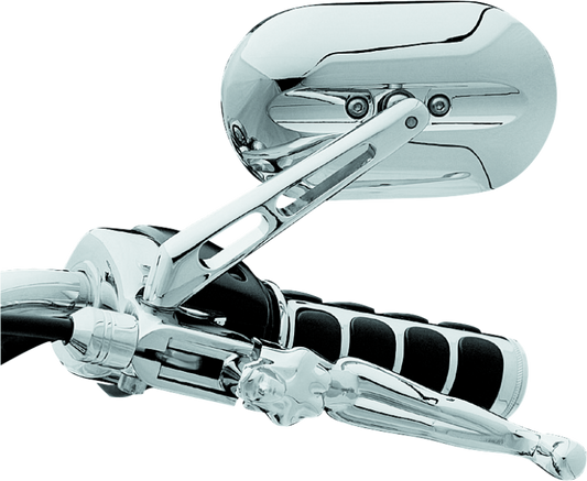 Kuryakyn Magnum large flat glass chrome mirror for Harley-Davidson motorcycles with reflective surface and sturdy mounting bracket