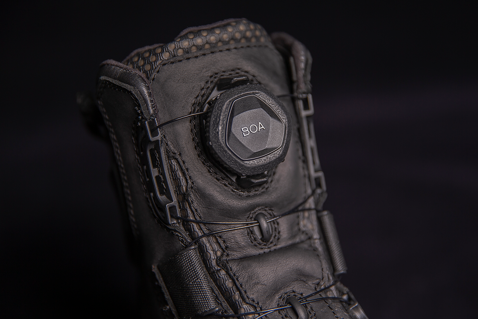 Black ICON Stormhawk boots by Bill's Exhausts, size 11.5, shown with sturdy leather and rugged sole details.