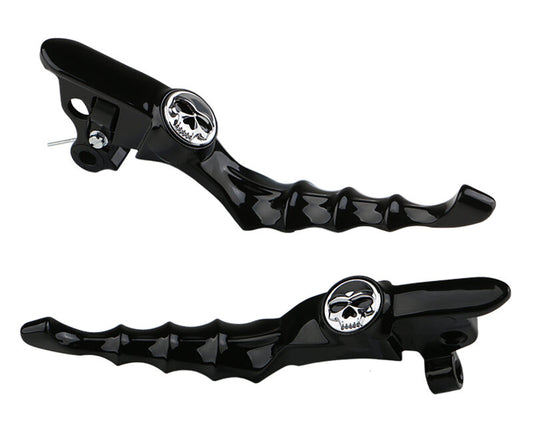 Kuryakyn Zombie Levers for Harley-Davidson Touring 2018-2025, glossy black handlebar levers with a zombie-themed design.