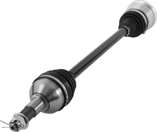 QuadBoss rear left replacement axle for Can-Am Maverick 1000R, 2013-2017, showing the durable metal shaft and splined end.