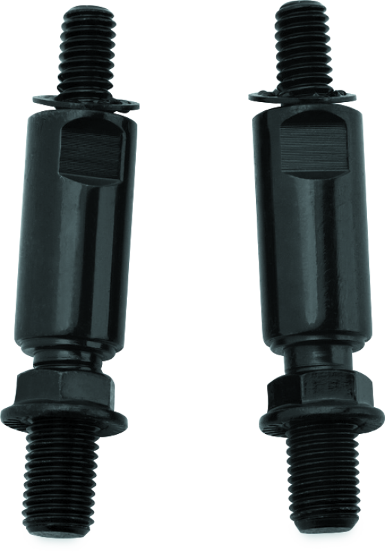 Kuryakyn raised mirror mount adapters in gloss black for Indian, Victory, and metric motorcycle models.