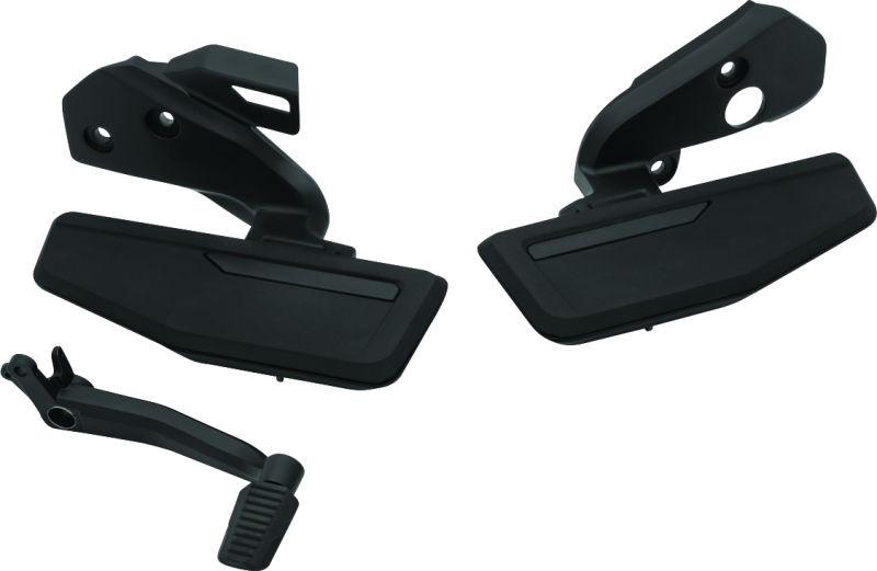 Kuryakyn Omni Driver Floorboard Kit for Honda GL1800 DCT in satin black, featuring textured footplates and mounting hardware.