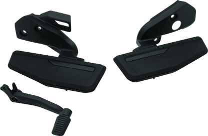 Kuryakyn Omni Driver Floorboard Kit for Honda GL1800 DCT in satin black, featuring textured footplates and mounting hardware.