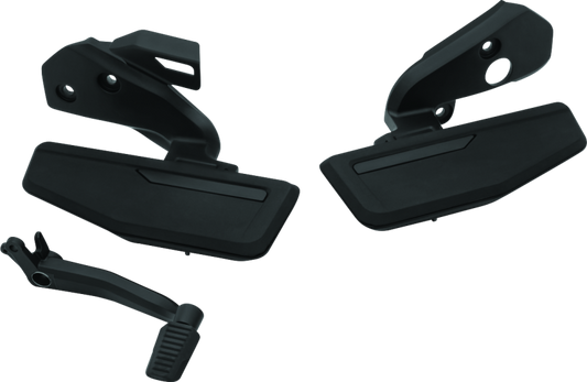 Kuryakyn Omni Driver Floorboard Kit for Honda GL1800 DCT in satin black, featuring textured footplates and mounting hardware.