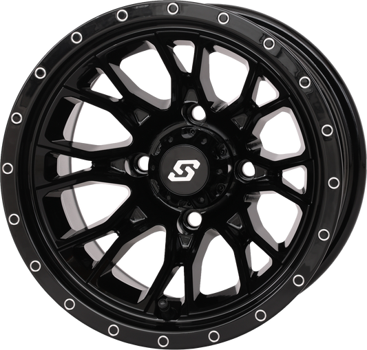 Sedona Fusion 12x7 inch gloss black wheel with 2+5 offset and 4/110 bolt pattern, designed for off-road or custom vehicles.