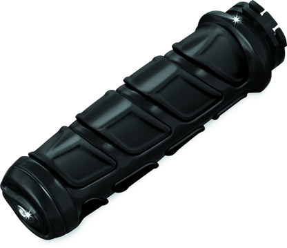 Kuryakyn Kinetic Grips in black for powersports vehicles, featuring textured rubber surface and ergonomic design.
