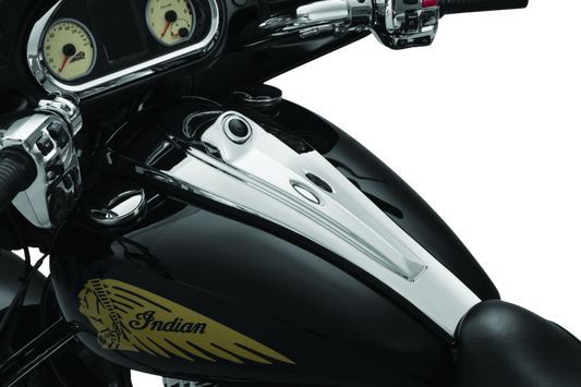 Kuryakyn Dash Console John Shope Series for Indian Chieftain and Roadmaster motorcycle, black with control panels and mounting hardware