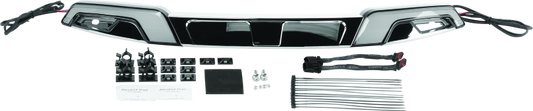 Kuryakyn Tracer Windshield Trim for Harley Davidson FLH models in chrome, shown on motorcycle with windshield installed.
