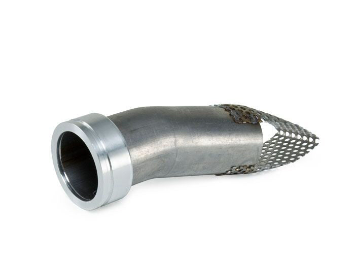 YOSHIMURA RS-4 Exhaust Quiet 2M Max Insert for 1.5-inch exhaust systems, shown installed in motorcycle exhaust pipe