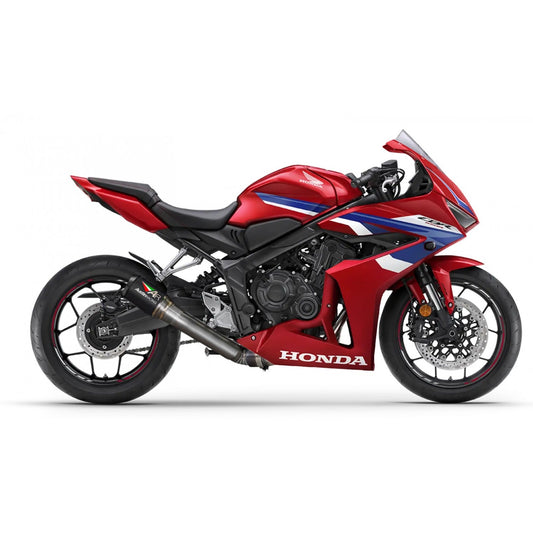 Austin Racing GP1 CB/CBR 650F/R 2017-2025 de-cat race exhaust system by Bill's Exhausts, shown installed on motorcycle.