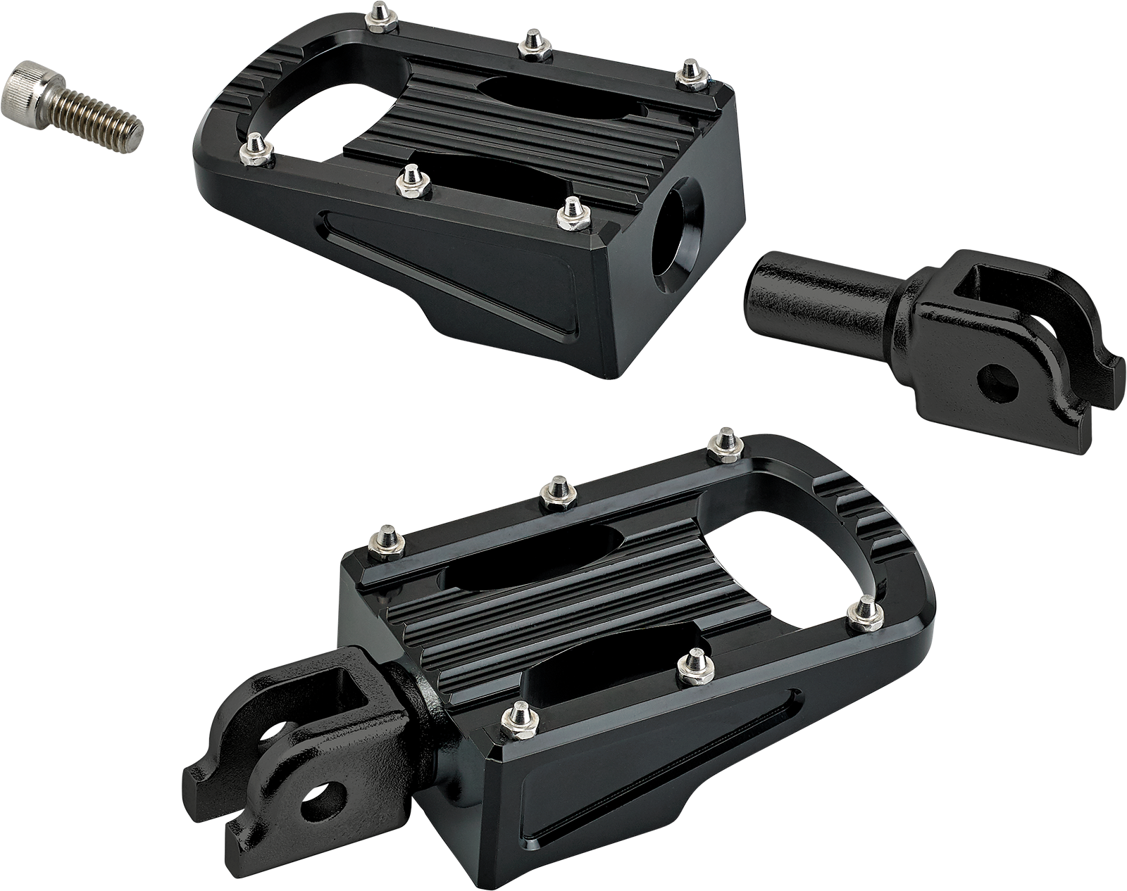 Black BILTWELL Punisher driver footpeg for motorcycles, featuring M8 mounting design and durable construction.