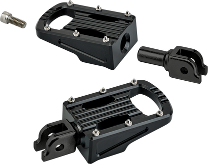 Black BILTWELL Punisher driver footpeg for motorcycles, featuring M8 mounting design and durable construction.