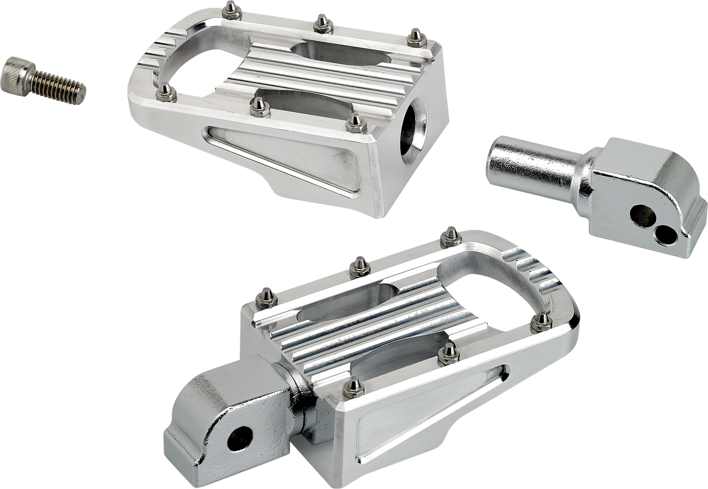 Polished BILTWELL Punisher passenger footpeg for motorcycles with M8 mounting, featuring a sleek body design from Bill's Exhausts.