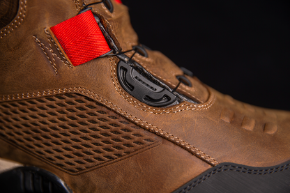 Bill's Exhausts ICON Stormhawk brown boots, size 11.5, featuring sturdy leather construction and rugged design.