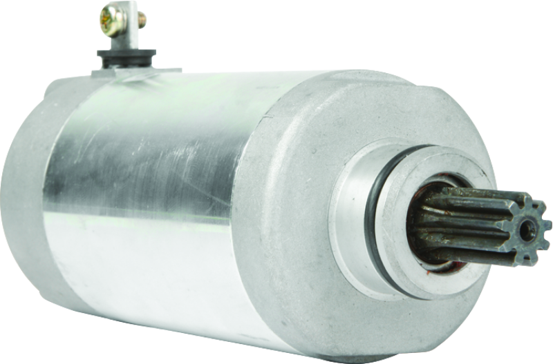 QuadBoss Yamaha YFM225 Moto-4 starter motor part 495710, close-up image showing the electrical components and metal casing.