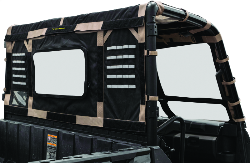 QuadBoss polycarbonate rear window for Polaris Ranger XP and Crew models, providing durability and weather protection.