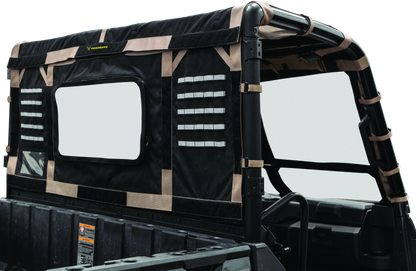 QuadBoss polycarbonate rear window for Polaris Ranger XP and Crew models, providing durability and weather protection.