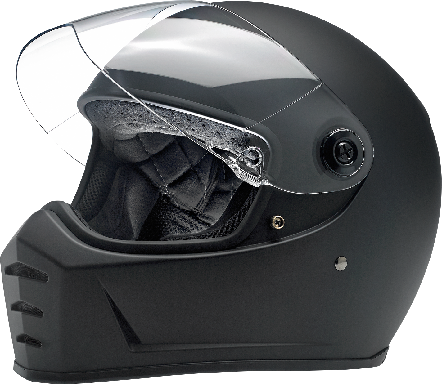 Bill's Exhausts BILTWELL Lane Splitter helmet in flat black, 2XL, showing the full helmet with matte finish and sleek design.