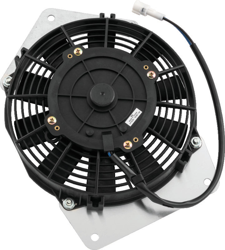 QuadBoss cooling fan assembly for Yamaha YFM400 Kodiak ATV, showing the fan blades and mounting frame.