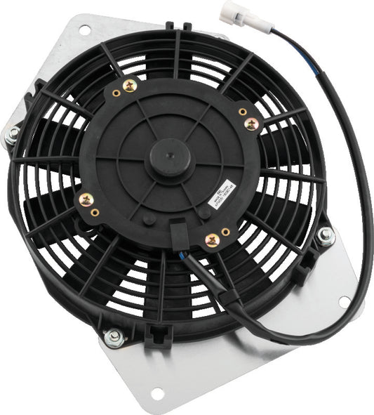 QuadBoss cooling fan assembly for Yamaha YFM400 Kodiak ATV, showing the fan blades and mounting frame.