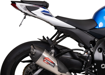 YOSHIMURA Fender Eliminator V2 Base for Suzuki GSX-R600/750 motorcycle, showing sleek black mounting bracket and tail light cutout.