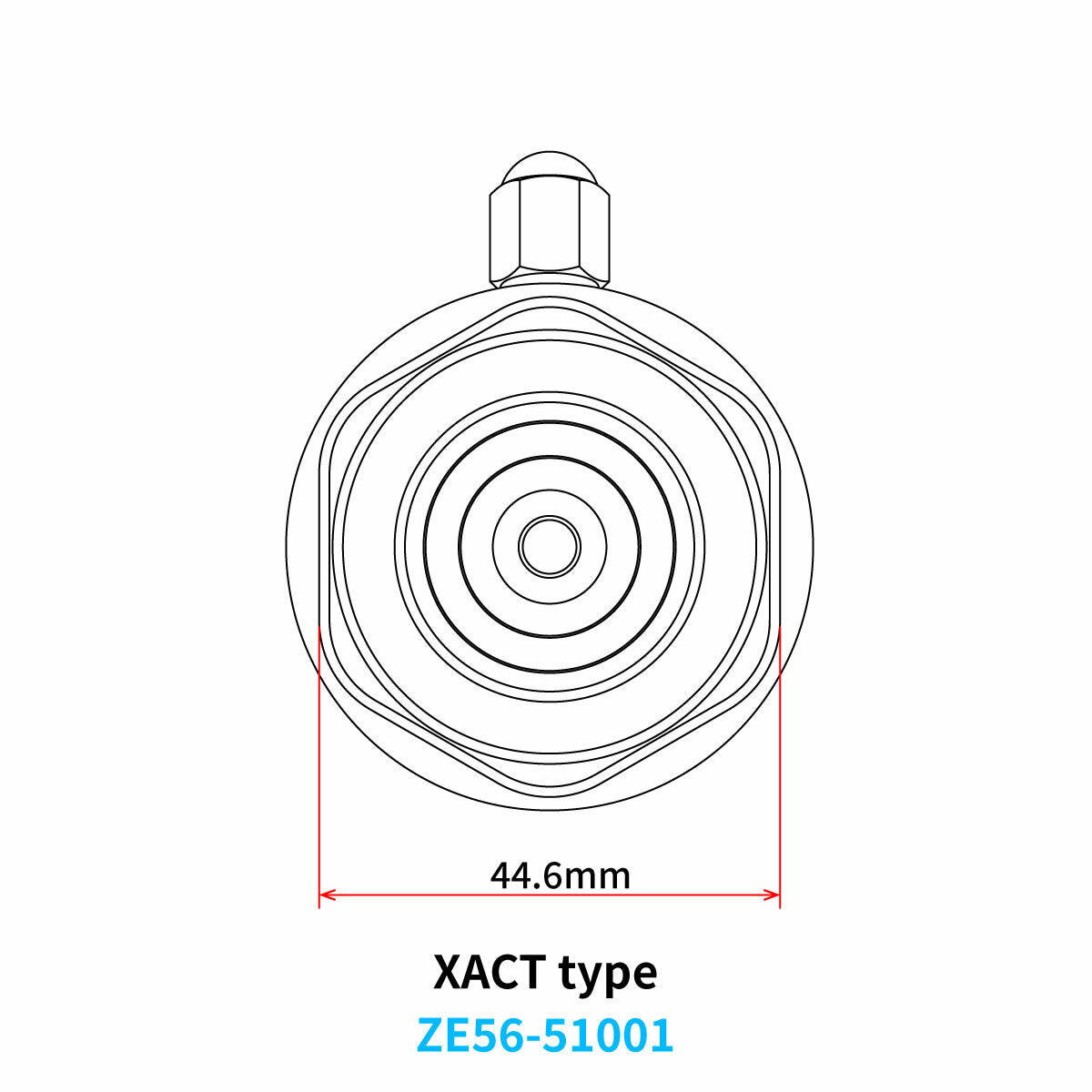 ZETA WP Shock Gas Valve Xact Shock part ZE56-51001, close-up of the ZETA shock absorber component with gas valve.