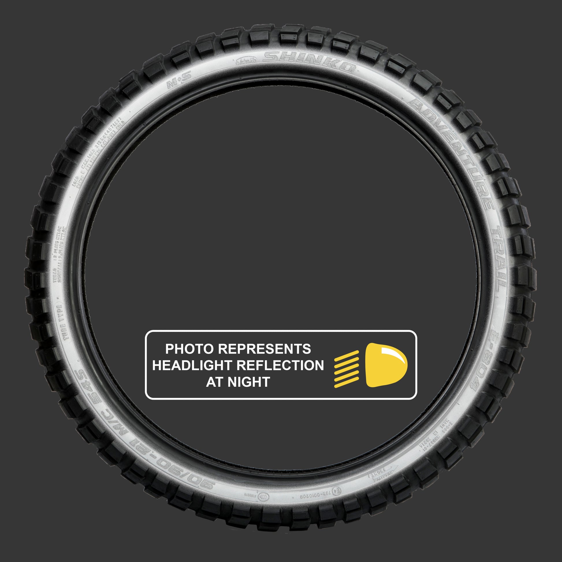 SHINKO, Shinko Tire 804 Dual Sport Front 110/80B19 59Q with Reflective Sidewall Technology