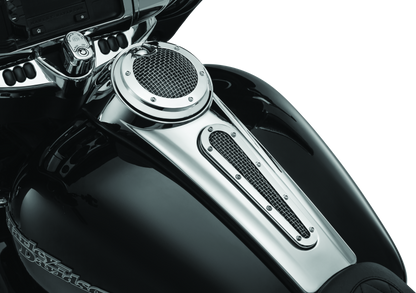Chrome mesh dash insert for Harley-Davidson Street Glide by Kuryakyn, designed to enhance the dashboard with a stylish finish.