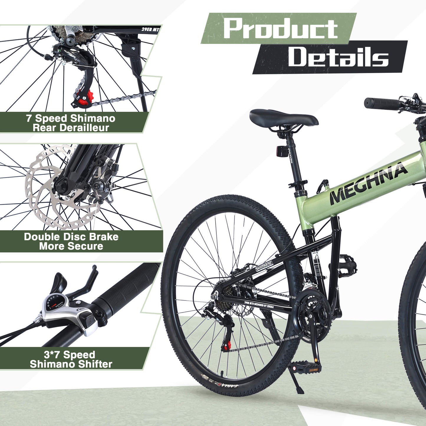 Hycline Meghna XM2 29-inch folding bicycle with black frame and compact design, suitable for urban commuting and outdoor riding.