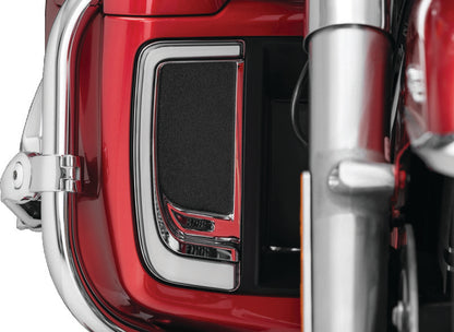 Kuryakyn Tracer LED fairing lower grills with white running lights and amber flash for air-cooled motorcycle models