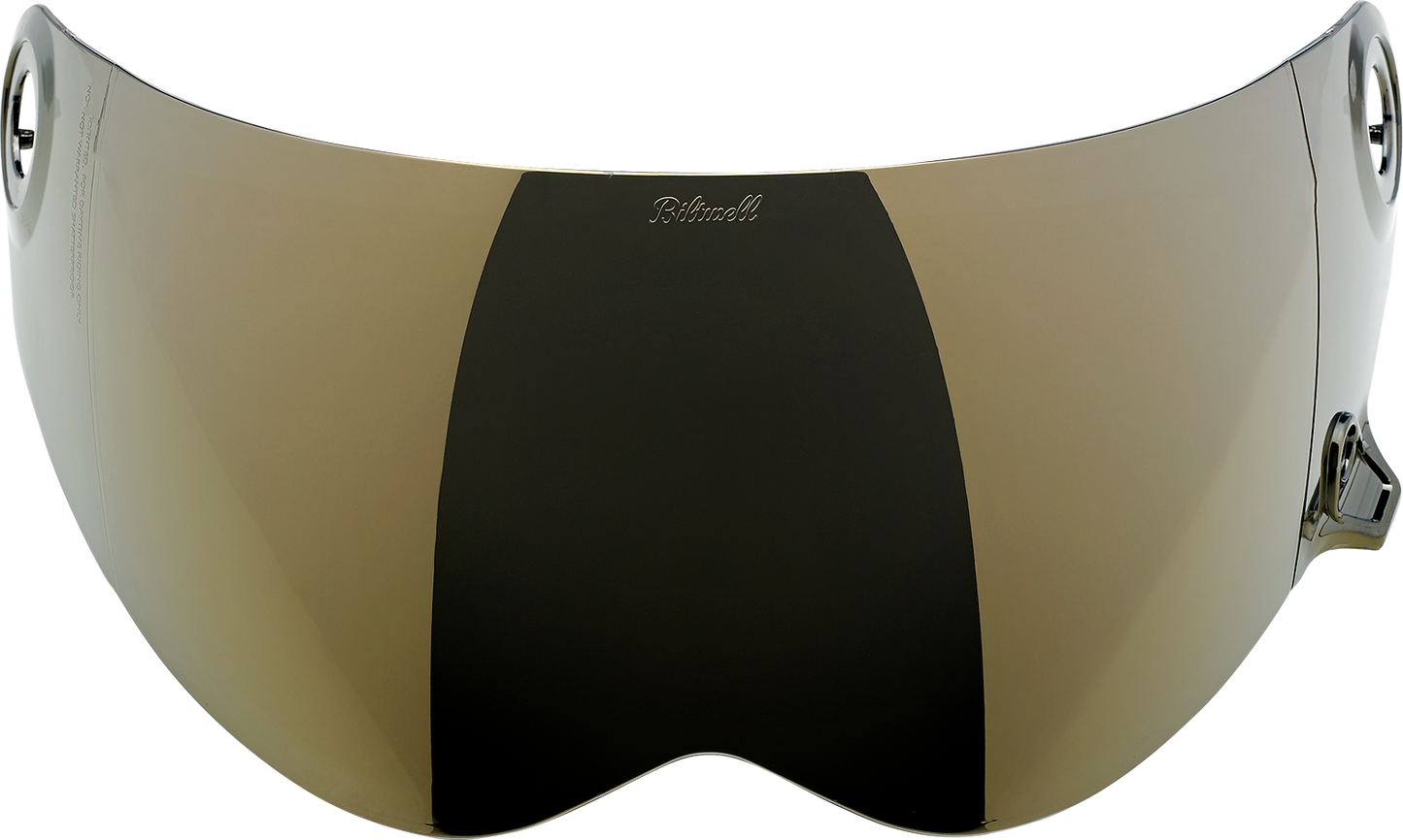 Bill's Exhausts BILTWELL Lane Splitter Gen 2 Shield in gold mirror, motorcycle helmet shield with reflective finish.