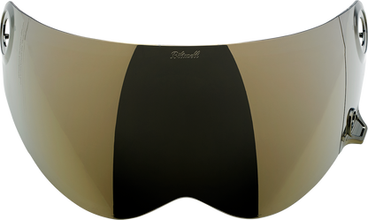 Bill's Exhausts BILTWELL Lane Splitter Gen 2 Shield in gold mirror, motorcycle helmet shield with reflective finish.