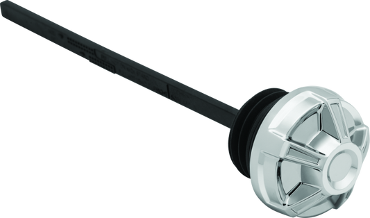 Chrome Kuryakyn Precision Dipstick for Harley Davidson 2017-2018 Touring Models, showing the sleek, reflective metal finish.