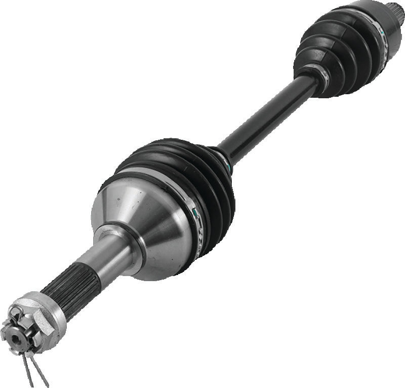 QuadBoss rear left replacement axle for Kawasaki KVF650 and KVF750 Brute Force 4x4 models, showing the durable metal axle shaft.