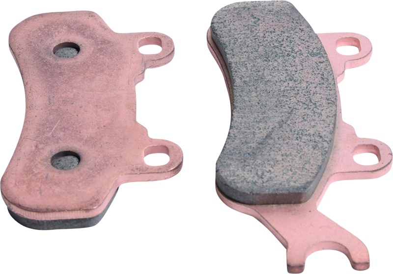 QuadBoss Sintered Brake Pad for Can-Am Defender HD10 front left, model 2016-2017, showing detailed brake pad with mounting features.