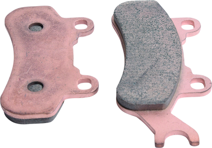QuadBoss Sintered Brake Pad for Can-Am Defender HD10 front left, model 2016-2017, showing detailed brake pad with mounting features.