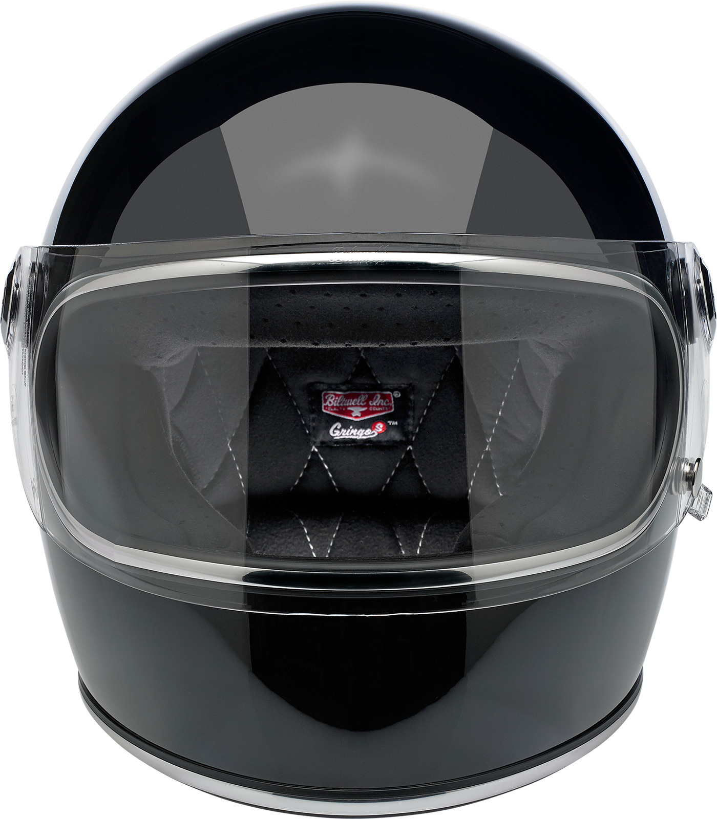 BILTWELL Gringo S helmet in glossy black, XS size, featuring a sleek motorcycle helmet design with a smooth finish.