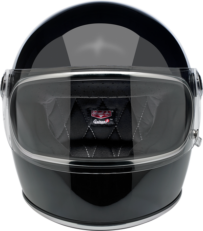 BILTWELL Gringo S helmet in glossy black, XS size, featuring a sleek motorcycle helmet design with a smooth finish.