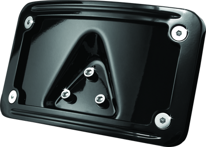 Kuryakyn curved laydown license plate frame in gloss black for Honda VTX1800 motorcycle, with sleek design and mounting hardware