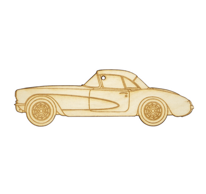 ZSPEC Laser-Engraved Wood Ornament, Style: Corvette C1, Birch, ~5" - Howling Moto