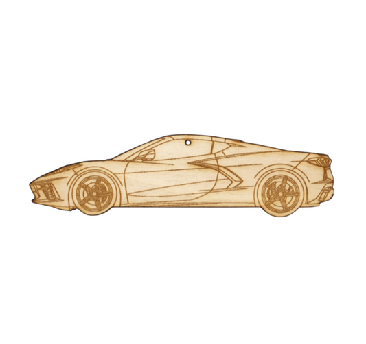 ZSPEC Laser-Engraved Wood Ornament, Style: Corvette C8, Birch - Howling Moto